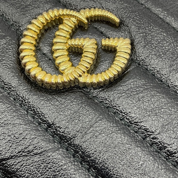 GUCCI BLACK / RED GG MARMONT MINI ROUND SHOULDER BAG - Picture 5 of 14